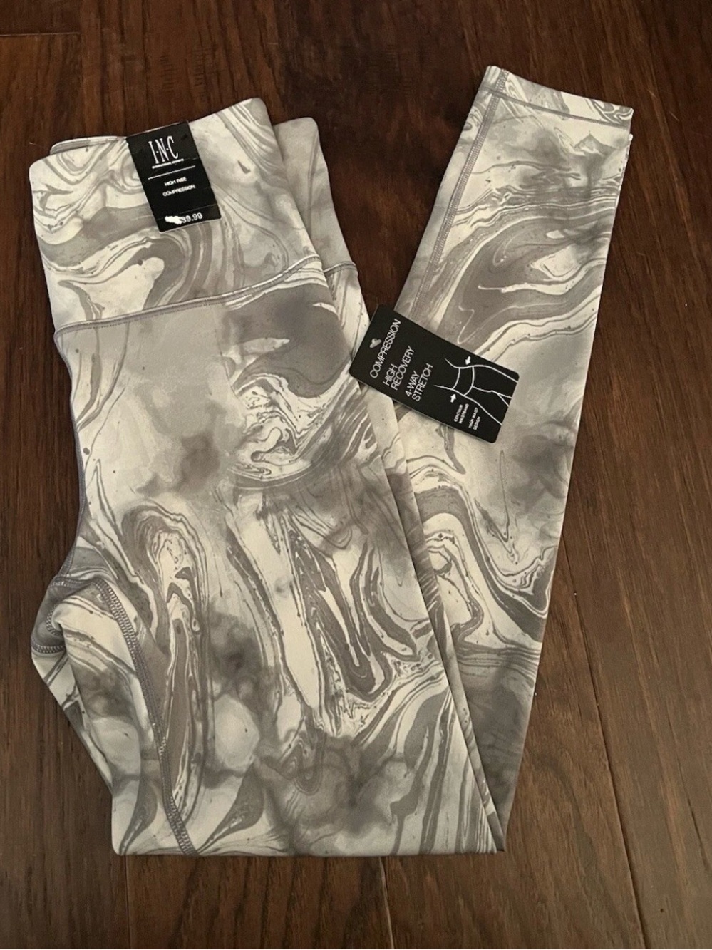 INC Marble Compression Leggings, Grey Marble, Small, $40